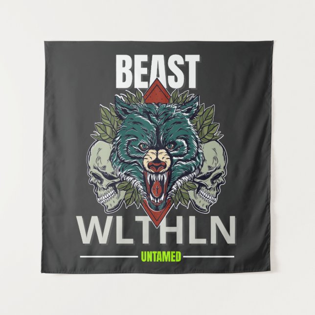 Tapete De Parede Alpha Beast _ Untamed Wolf Streetwear Fearless  (Frente)