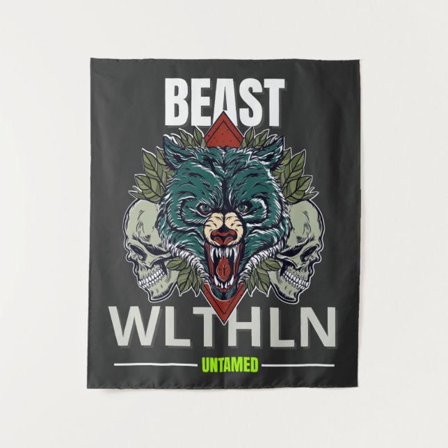 Tapete De Parede Alpha Beast _ Untamed Wolf Streetwear Fearless  (Frente)