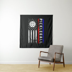 Tapete De Parede Amantes de Pickleball Bandeira Americana 4 de Julh