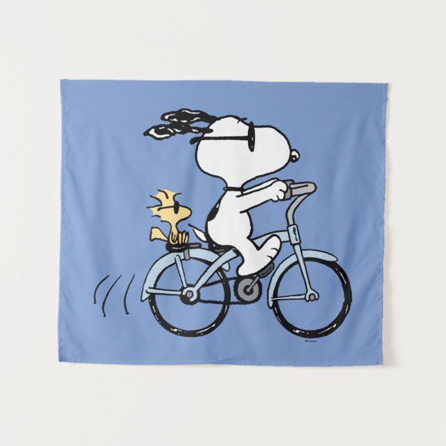 Tapete De Parede Amendoins | Bicicleta Snoopy & Woodstock (Frente (Horizontal))