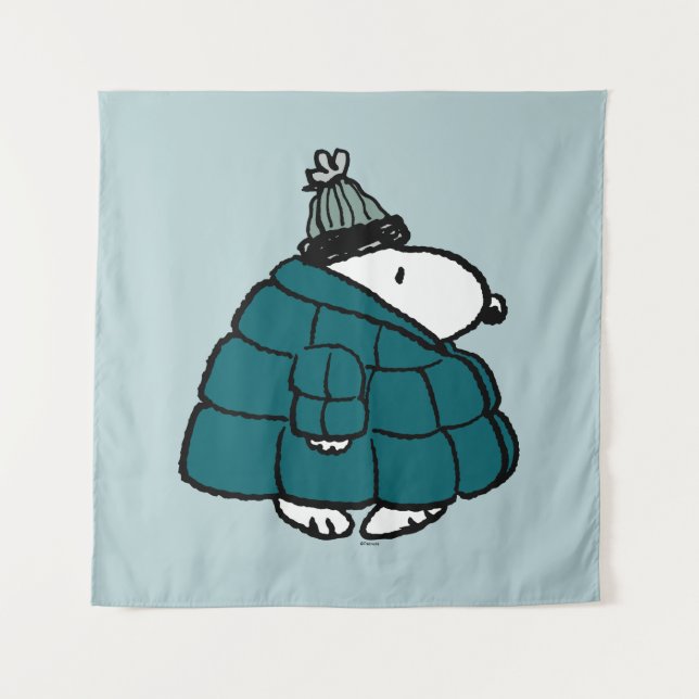 Tapete De Parede Amendoins | Jaqueta Puffer de inverno de Snoopy (Frente)