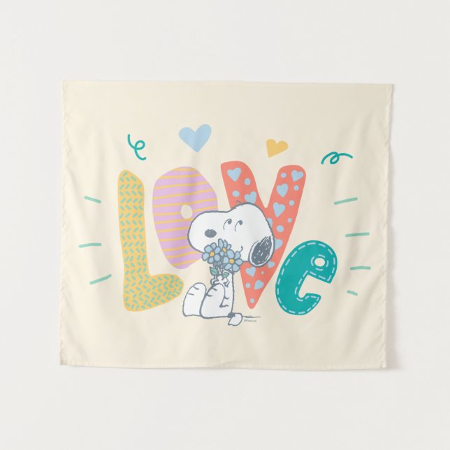 Tapete De Parede Amendoins | Snoopy Flower Love (Frente (Horizontal))