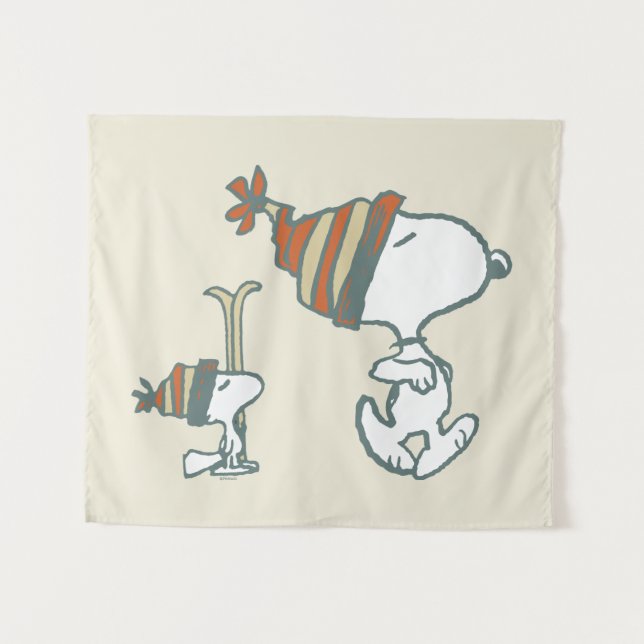 Tapete De Parede Amendoins | Triagem de Esqui de Snoopy & Woodstock (Frente (Horizontal))
