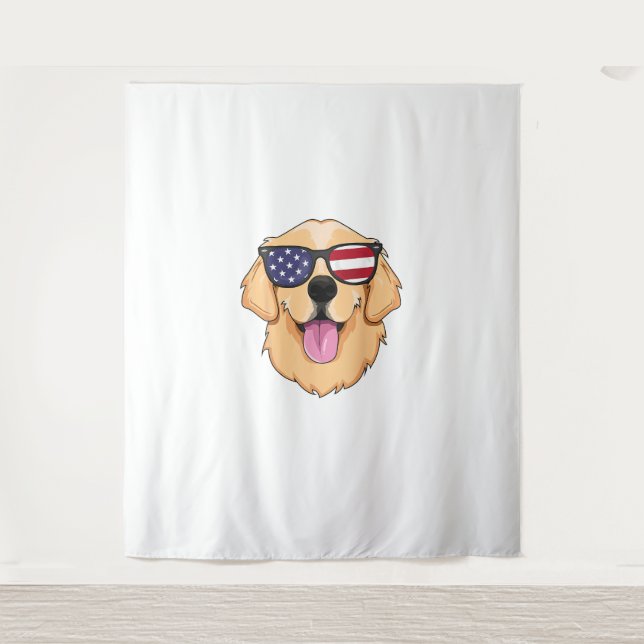 Tapete De Parede America Ouro Retriever 4 de julho para Men Boys (Frente)