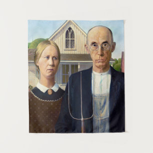 Tapete De Parede American Gothic Classic Painting Grant Wood