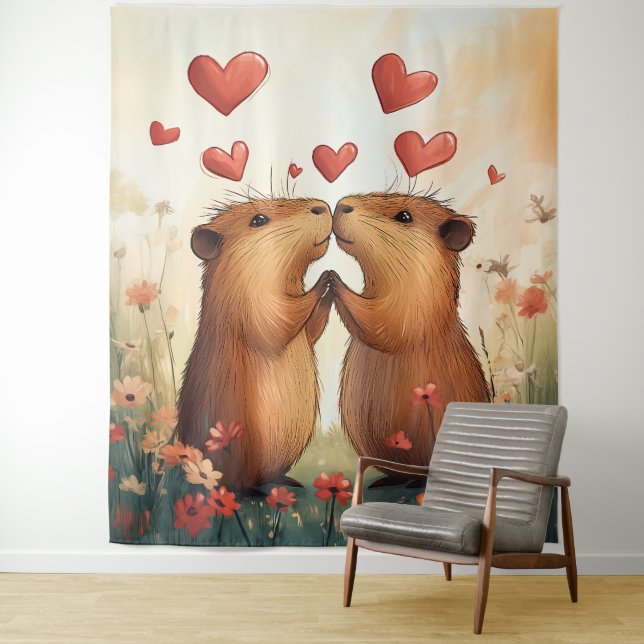 Tapete De Parede Amor de Capybara - Um Momento Romântico (In Situ)