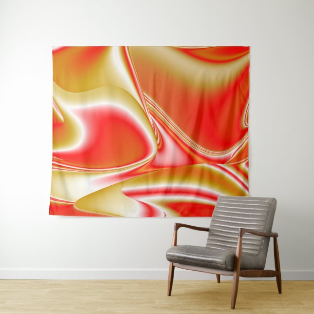 Tapete De Parede Amor e Abstrato 3D Rainbowart Dourado (In Situ (Horizontal))