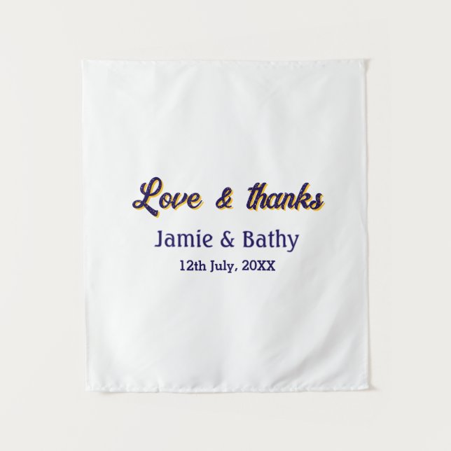 Tapete De Parede Amor e agradecimento casal nome data laranja roxo (Frente)