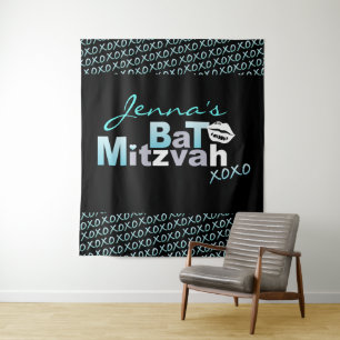 Tapete De Parede AMOR e BEIJOS Aqua Bat Mitzvah Foto-Op Plano