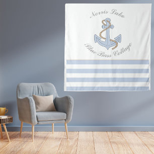 Tapete De Parede Anchor Lake Vacation Beach House Nome Blue Stripes