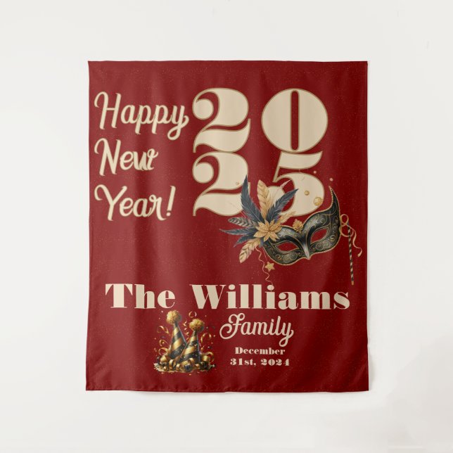 Tapete De Parede Anel de vamos na festa de Ano Novo Vermelho Glamor (Frente)