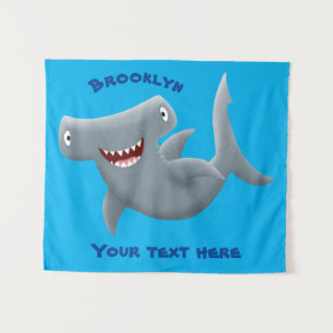 Tapete De Parede Animação engraçada de tubarão Hammerhead