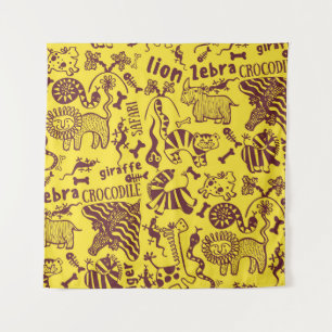 Tapete De Parede Animais Africanos: Padrão Cultural Sem Olhos.