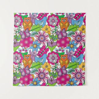 Tapete De Parede Animais coloridos e flores, com a parte perfeita d