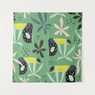 Tapete De Parede Animais da selva, elementos tropicais, sem costura