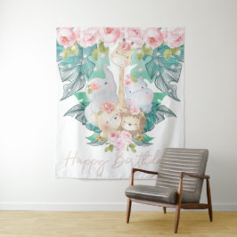 Tapete De Parede Animais da Selva Feliz Aniversário