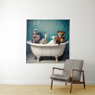 Tapete De Parede Animais engraçados no banheiro