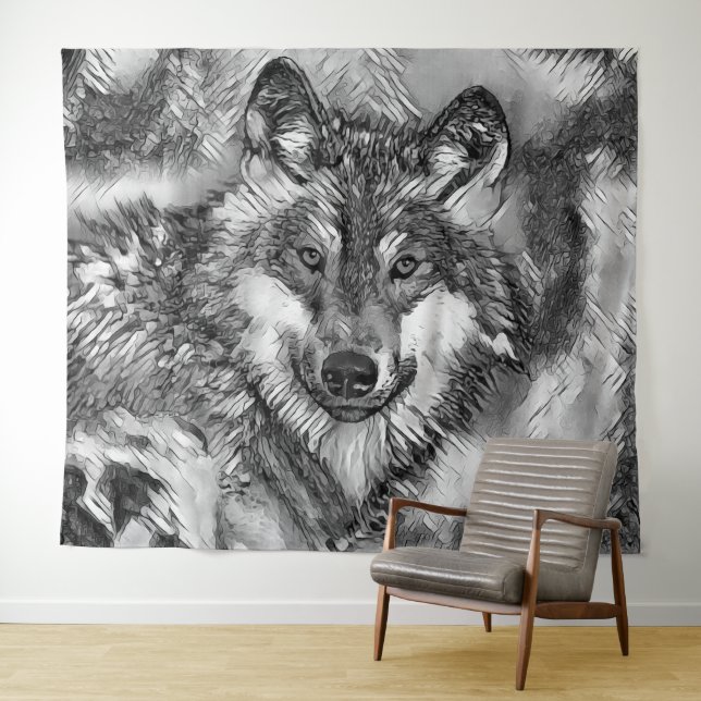 Tapete De Parede AnimalArtBW_Wolf_001 (In Situ (Horizontal))