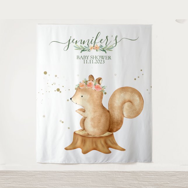 Tapete De Parede Animals Squirrel Family wildlife baby backdrop (Frente)