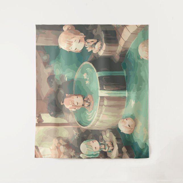 Tapete De Parede Anime Kawaii Bonito na Piscina (Frente)