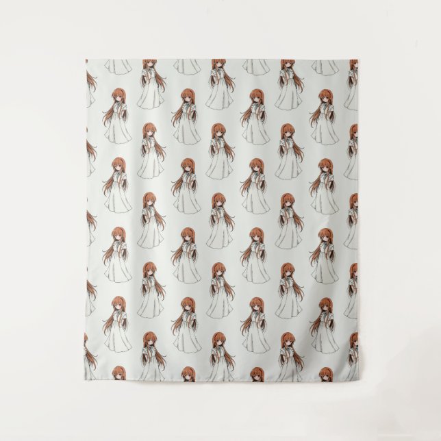 Tapete De Parede Anime Weeb Girl Manga Pattern Design (Frente)