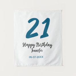 Tapete De Parede aniversário 21 negrito letra azul simples minimali