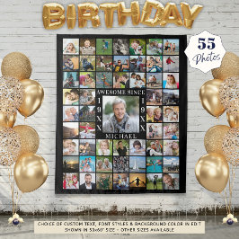 Tapete De Parede Aniversário 55 Colagem de Fotos Fundo INCRÍVEL DES