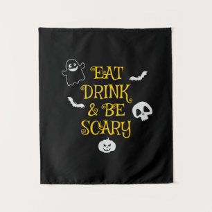 Tapete De Parede Aniversário Assustador de Comer Beber no Halloween