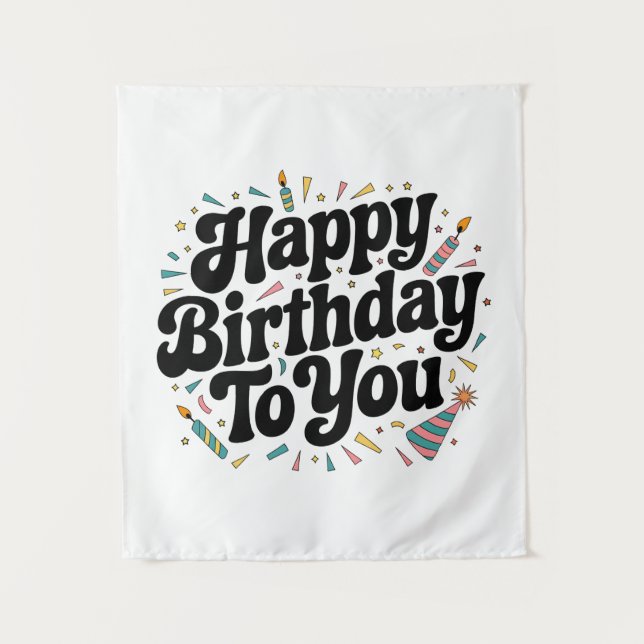 Tapete De Parede Aniversário Confetes Retrô (Frente)