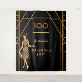 Tapete De Parede aniversário de 100 anos ouro preto art déco dos an