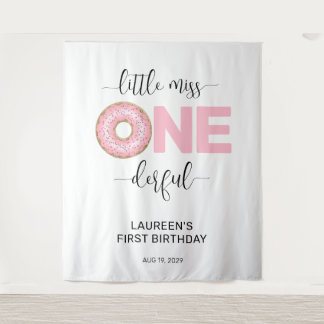 Tapete De Parede Aniversário de 1 ano da Pequena Senhorita Rosa Doc