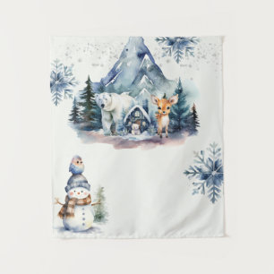 Tapete De Parede Aniversário de 1 ano Winter Onederland Whimsical W