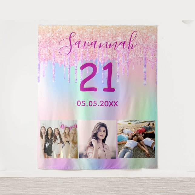 Tapete De Parede aniversário de 21 anos fotografia personalizada ar (Frente)