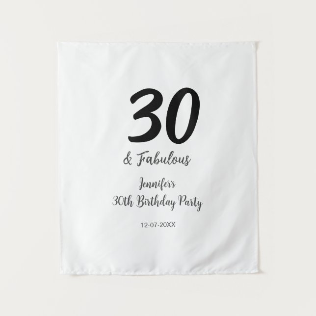 Tapete De Parede aniversário de 30 anos adicionar nome data ano pre (Frente)