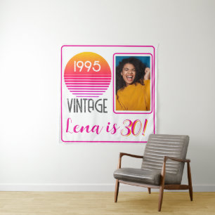 Tapete De Parede Aniversário de 30 anos Vintage 1995 Neon Retro Fai
