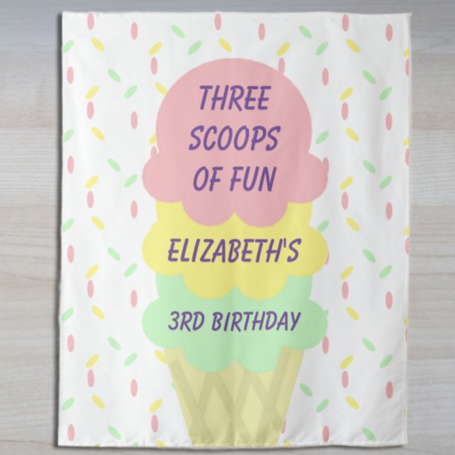 Tapete De Parede aniversário de 3 anos sorvete (Criador carregado)