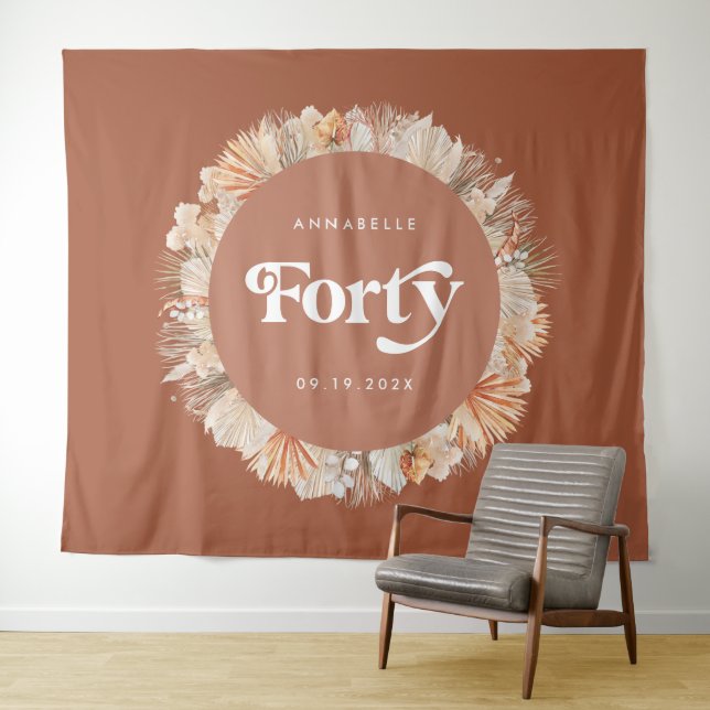 Tapete De Parede aniversário de 40 anos botânico pampas-terracotta (In Situ (Horizontal))