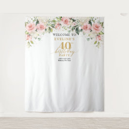 Tapete De Parede Aniversário de 40 anos de eucalipto rosas rosas co