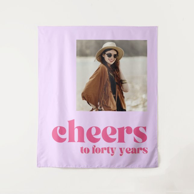 Tapete De Parede Aniversário de 40 anos de pano de fundo, retro rox (Frente)