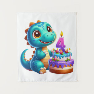 Tapete De Parede Aniversário de 4 anos do Dino