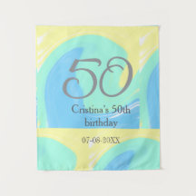 Aniversário de 50 anos azul verde cinza adicionar