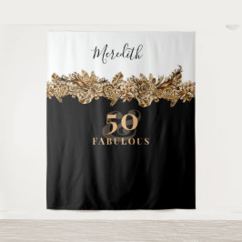 Tapete De Parede Aniversário de 50 anos Luxuosas Flores Douradas El