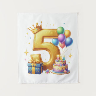 Tapete De Parede Aniversário de 5 anos dourado