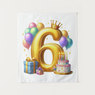 Tapete De Parede Aniversário de 6 anos dourado