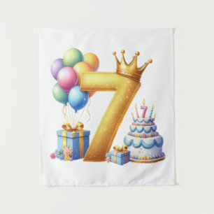 Tapete De Parede Aniversário de 7 anos dourado
