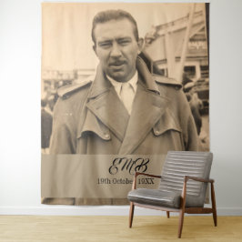 Tapete De Parede Aniversário de 80 anos Foto Monograma Elegante Mas