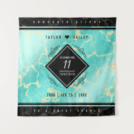 Tapete De Parede Aniversário de Casamento da 11 Turquesa Elegante