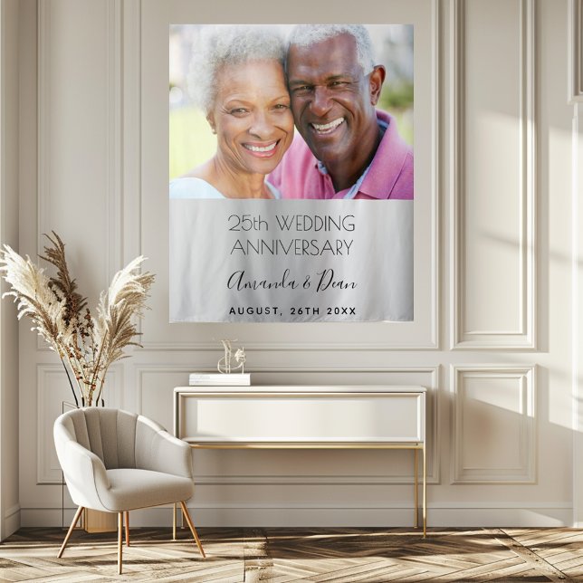 Tapete De Parede aniversário de casamento de 25 anos foto prateada  (Criador carregado)
