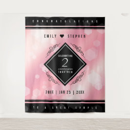 Tapete De Parede Aniversário de Casamento do Rosa Quartz Elegante