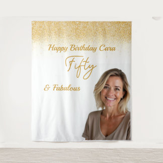 Tapete De Parede Aniversário de cinquenta anos com foto personaliza